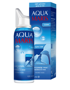 Aqua Maris Clean sprej za nos izotonična je otopina morske vode Jadrana. Za ispiranje sluznice nosa kontinuiranim mlazom i normalnu funkciju sluznice.